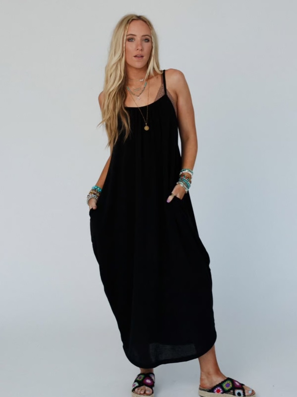 Three Bird Nest Black Maxi Dress
